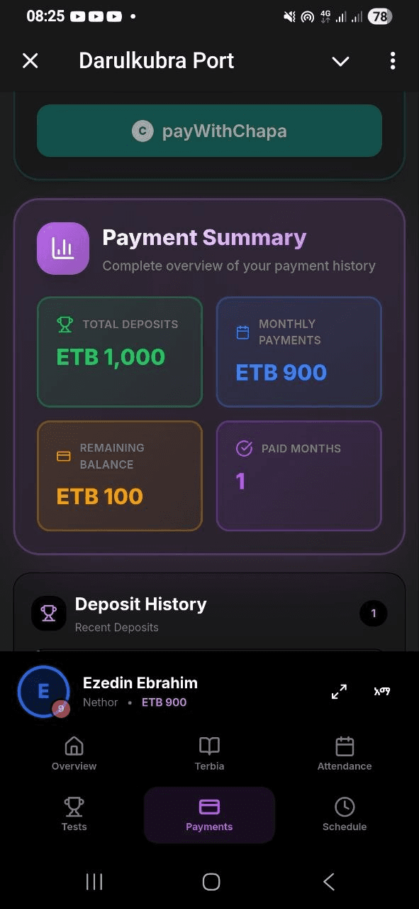 Darulkubra Port — Payments & Chapa